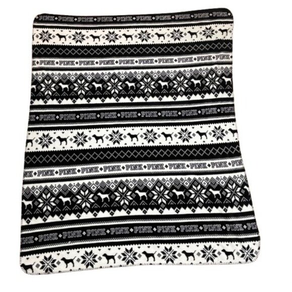 Victoria's Secret Other - PINK Victoria’s Secret Sherpa Lined Blanket Fair Isle 50x60